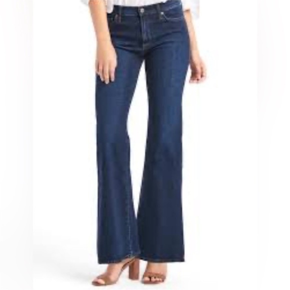 GAP 1969 High Rise Denim Trousers Flare/Wide Leg Dark Wash Women’s 31/12 - Picture 1 of 12